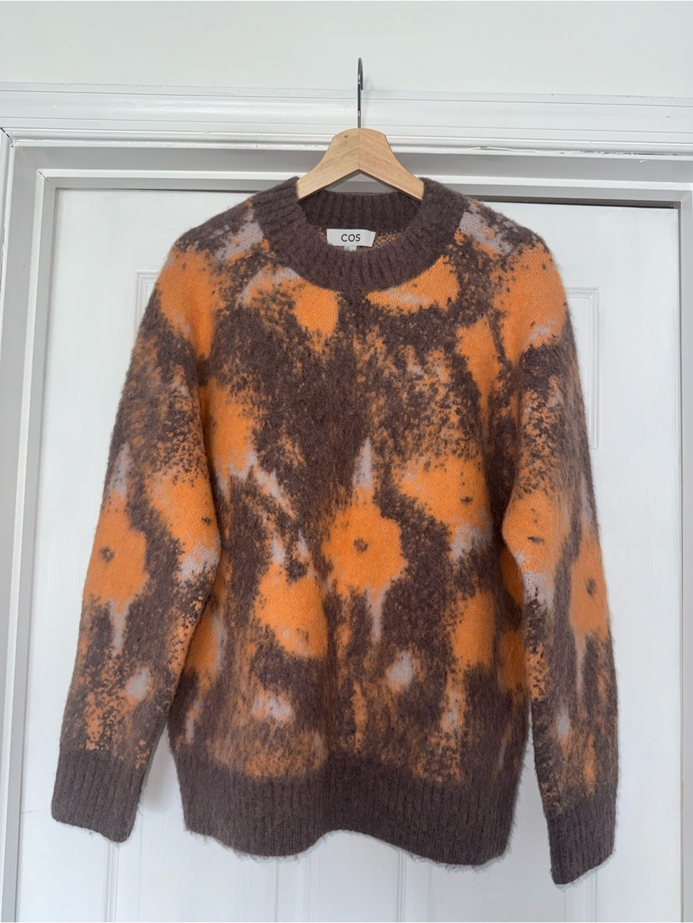 COS Abstract Floral Mohair-Blend Sweater Jumper Orange & Brown M - Picture 4 of 9